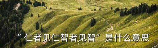 仁者,仁者見仁智者見智?典故來源:《周易》