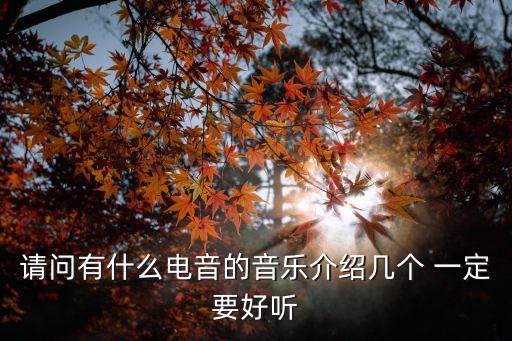 請問有什么電音的音樂介紹幾個 一定要好聽