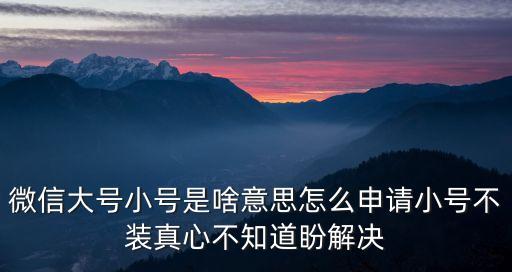 微信大號小號是啥意思怎么申請小號不裝真心不知道盼解決