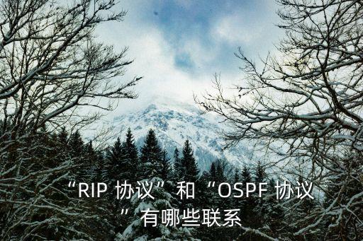 “RIP 協議”和“OSPF 協議”有哪些聯系