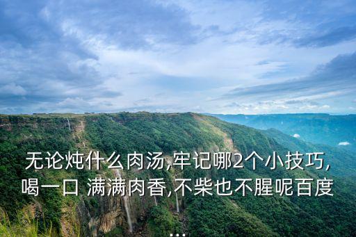 無論燉什么肉湯,牢記哪2個小技巧,喝一口 滿滿肉香,不柴也不腥呢百度...