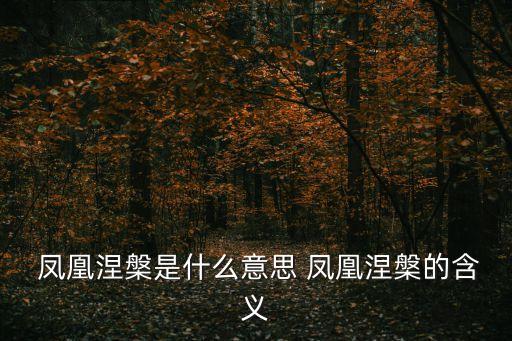  鳳凰涅槃是什么意思 鳳凰涅槃的含義
