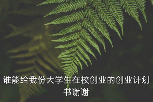 誰能給我份大學生在校創業的創業計劃書謝謝