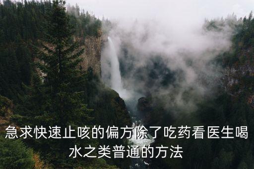 急求快速止咳的偏方除了吃藥看醫生喝水之類普通的方法