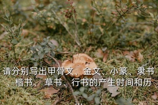 請分別寫出甲骨文、金文、小篆、隸書、楷書、 草書、行書的產生時間和歷...
