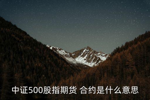 中證500股指期貨 合約是什么意思
