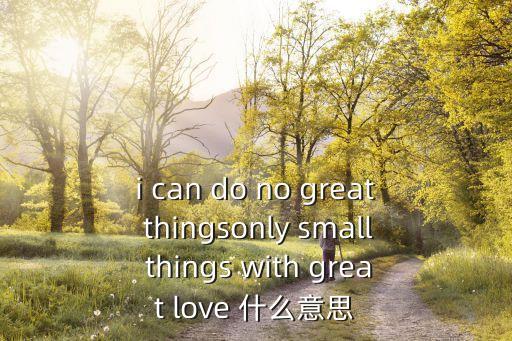 i can do no great thingsonly small things with great love 什么意思