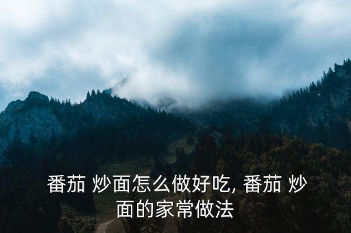  番茄 炒面怎么做好吃, 番茄 炒面的家常做法
