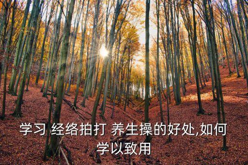 經絡養生操,經絡養生好處不可小覷推廣健康綠色方式