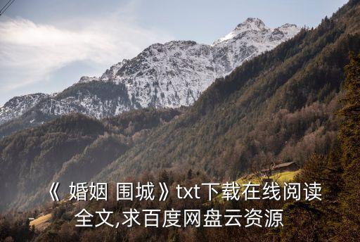《 婚姻 圍城》txt下載在線閱讀全文,求百度網(wǎng)盤云資源