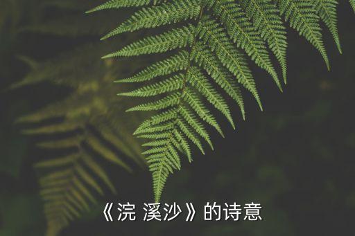 《浣 溪沙》的詩意