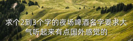 求個2到3個字的夜場啤酒名字要求大氣聽起來有點國外感覺的