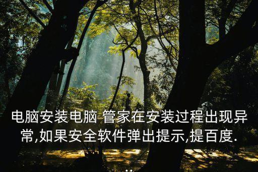 電腦安裝電腦 管家在安裝過程出現異常,如果安全軟件彈出提示,提百度...