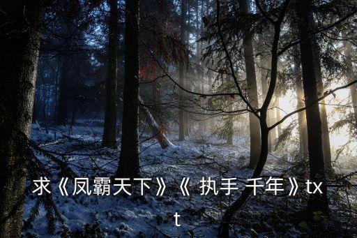 求《鳳霸天下》《 執(zhí)手 千年》txt