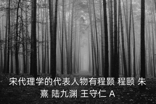宋代理學的代表人物有程顥 程頤 朱熹 陸九淵 王守仁 A
