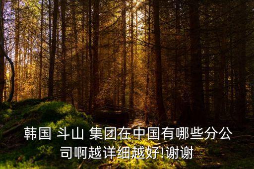  韓國 斗山 集團在中國有哪些分公司啊越詳細越好!謝謝
