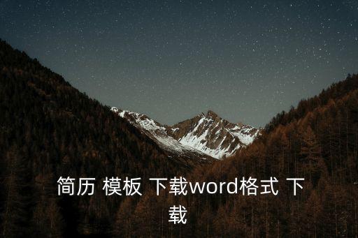  簡歷 模板 下載word格式 下載