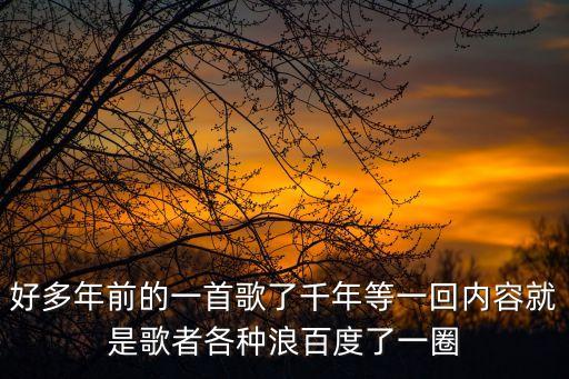 好多年前的一首歌了千年等一回內容就是歌者各種浪百度了一圈