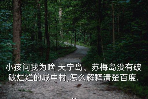 小孩問我為啥 天寧島、蘇梅島沒有破破爛爛的城中村,怎么解釋清楚百度...