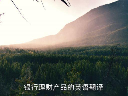 銀行理財產品的英語翻譯