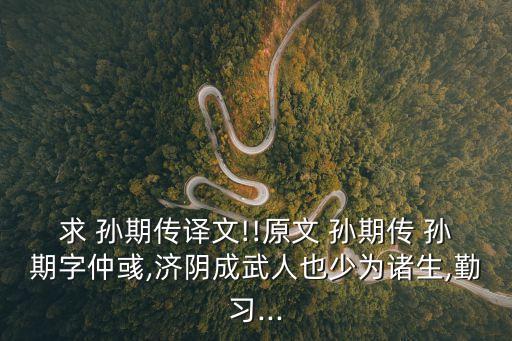 求 孫期傳譯文!!原文 孫期傳 孫期字仲彧,濟陰成武人也少為諸生,勤習...