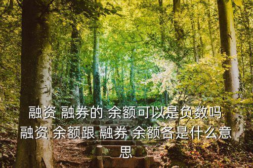 融資 融券的 余額可以是負數嗎 融資 余額跟 融券 余額各是什么意思