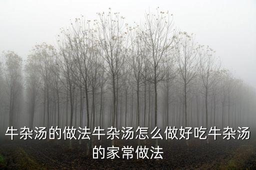 牛雜湯，牛雜湯怎么做好吃牛雜湯的家常做法