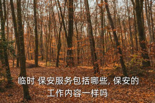  臨時 保安服務包括哪些, 保安的工作內容一樣嗎