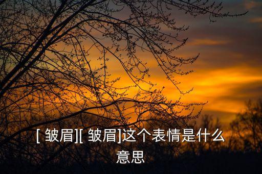 [ 皺眉][ 皺眉]這個表情是什么意思