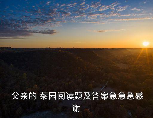  父親的 菜園閱讀題及答案急急急感謝