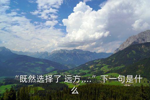 既然選擇了遠方,既然選擇了遠方就只在乎其中艱辛