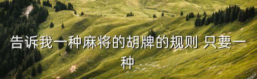 告訴我一種麻將的胡牌的規則 只要一種