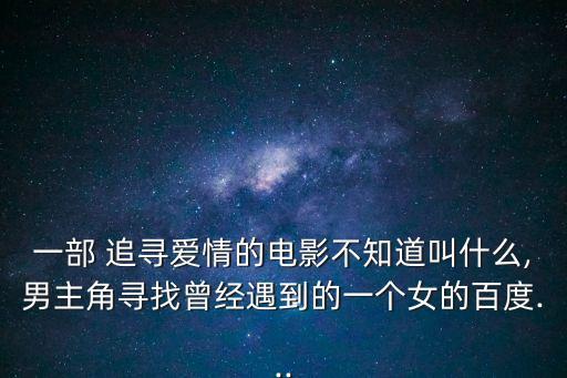 一部 追尋愛情的電影不知道叫什么,男主角尋找曾經遇到的一個女的百度...