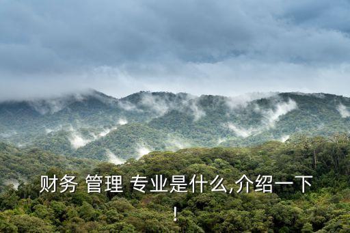  財務 管理 專業是什么,介紹一下!