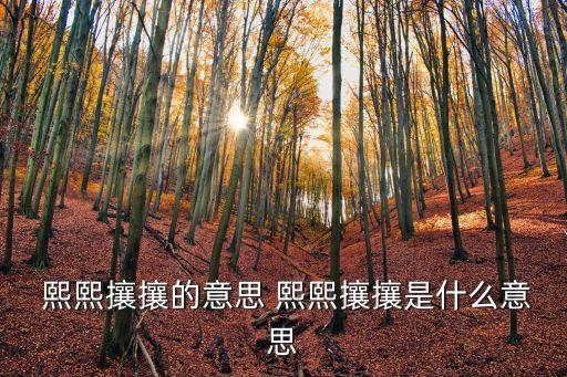  熙熙攘攘的意思 熙熙攘攘是什么意思