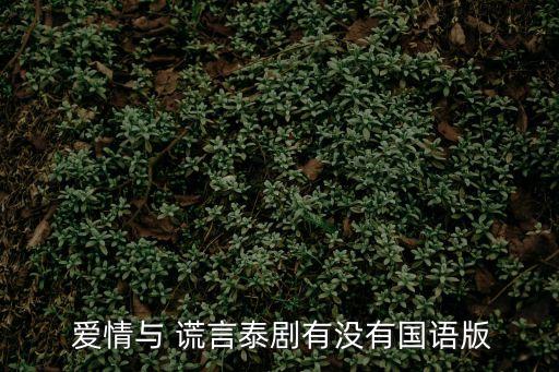 愛情大謊言,泰國(guó)電視劇:男人不說謊就找不到女朋友