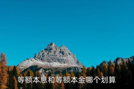 等額本息和等額本金哪個劃算