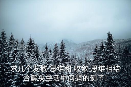 求幾個(gè)發(fā)散 思維和 收斂 思維相結(jié)合解決生活中問題的例子!