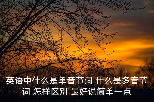 單音節(jié)是什么，怎么區(qū)分單詞是單音節(jié)還是多音節(jié)