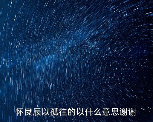 懷良辰以孤往的以什么意思謝謝