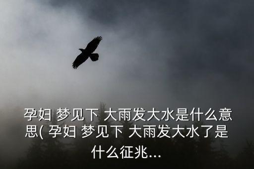  孕婦 夢見下 大雨發(fā)大水是什么意思( 孕婦 夢見下 大雨發(fā)大水了是什么征兆...