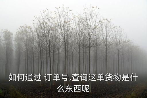 如何通過 訂單號,查詢這單貨物是什么東西呢
