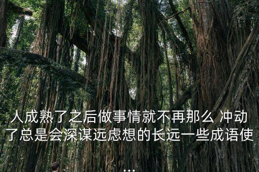 人成熟了之后做事情就不再那么 沖動(dòng)了總是會(huì)深謀遠(yuǎn)慮想的長(zhǎng)遠(yuǎn)一些成語使...