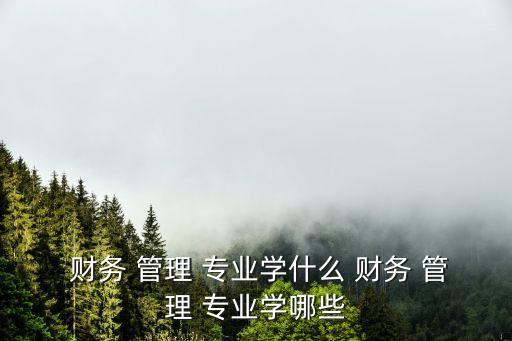  財務 管理 專業學什么 財務 管理 專業學哪些