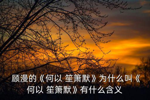  顧漫的《何以 笙簫默》為什么叫《何以 笙簫默》有什么含義