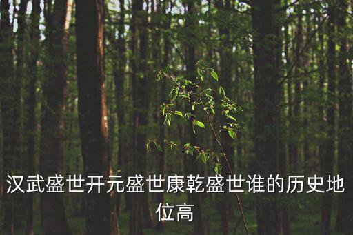 漢武盛世開元盛世康乾盛世誰的歷史地位高