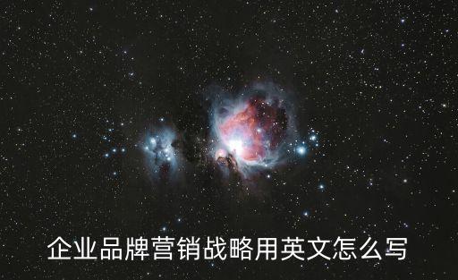 企業(yè)品牌營銷戰(zhàn)略用英文怎么寫