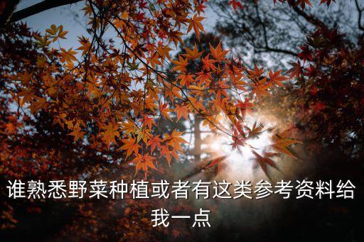 野菜種植，種植山野菜的技術是怎樣的