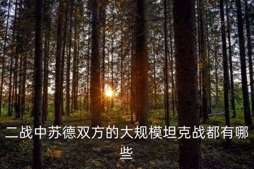 二戰(zhàn)坦克大戰(zhàn)，二戰(zhàn)中蘇德雙方的大規(guī)模坦克戰(zhàn)都有哪些