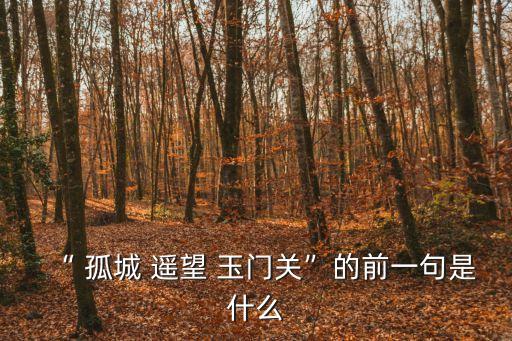 “ 孤城 遙望 玉門關”的前一句是什么
